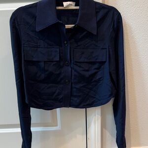 St John cropped navy Blue Utility shirt